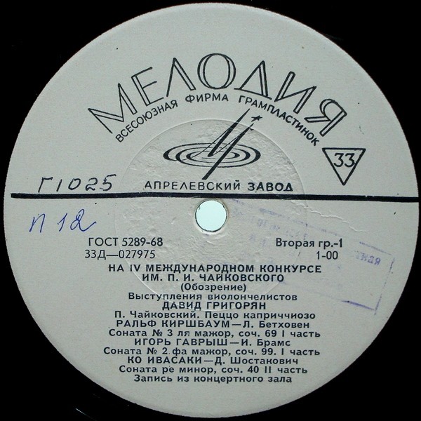 Выступления виолончелистов. IV конкурс им. Чайковского