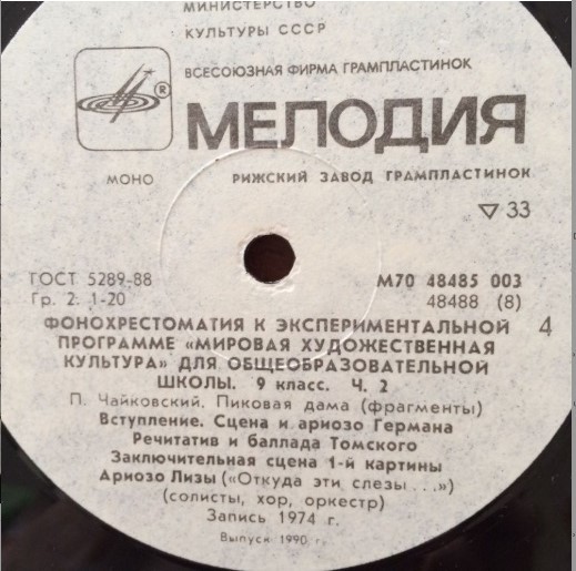 Фонохрестоматия к экспериментальной программе «Мировая художественная культура» для общеобразовательной школы. 9 класс. Часть 2