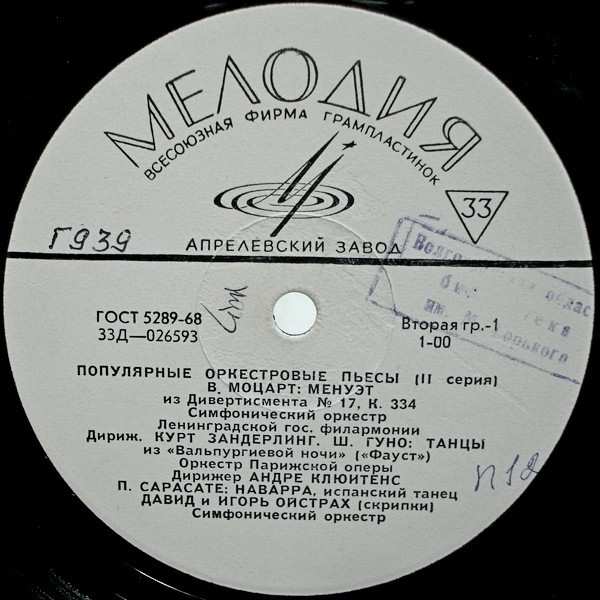 ПОПУЛЯРНЫЕ ОРКЕСТРОВЫЕ ПЬЕСЫ (II серия)