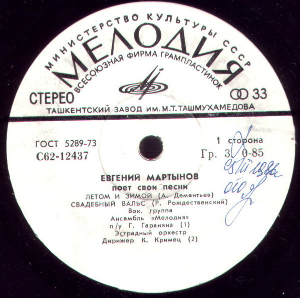 Евгений МАРТЫНОВ поет свои песни