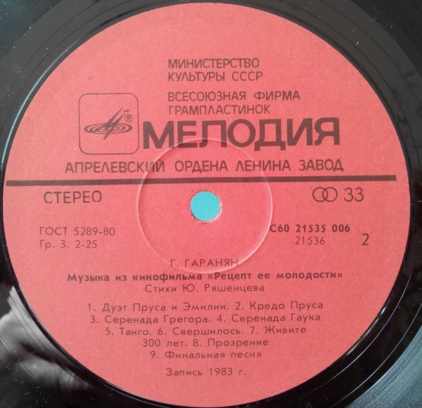 Г. ГАРАНЯН. Музыка из к/ф «Рецепт её молодости»