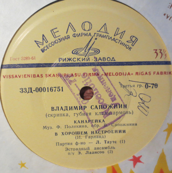 САПОЖНИН Владимир (скрипка, губная клавигармоника, концертина, ксилофон)