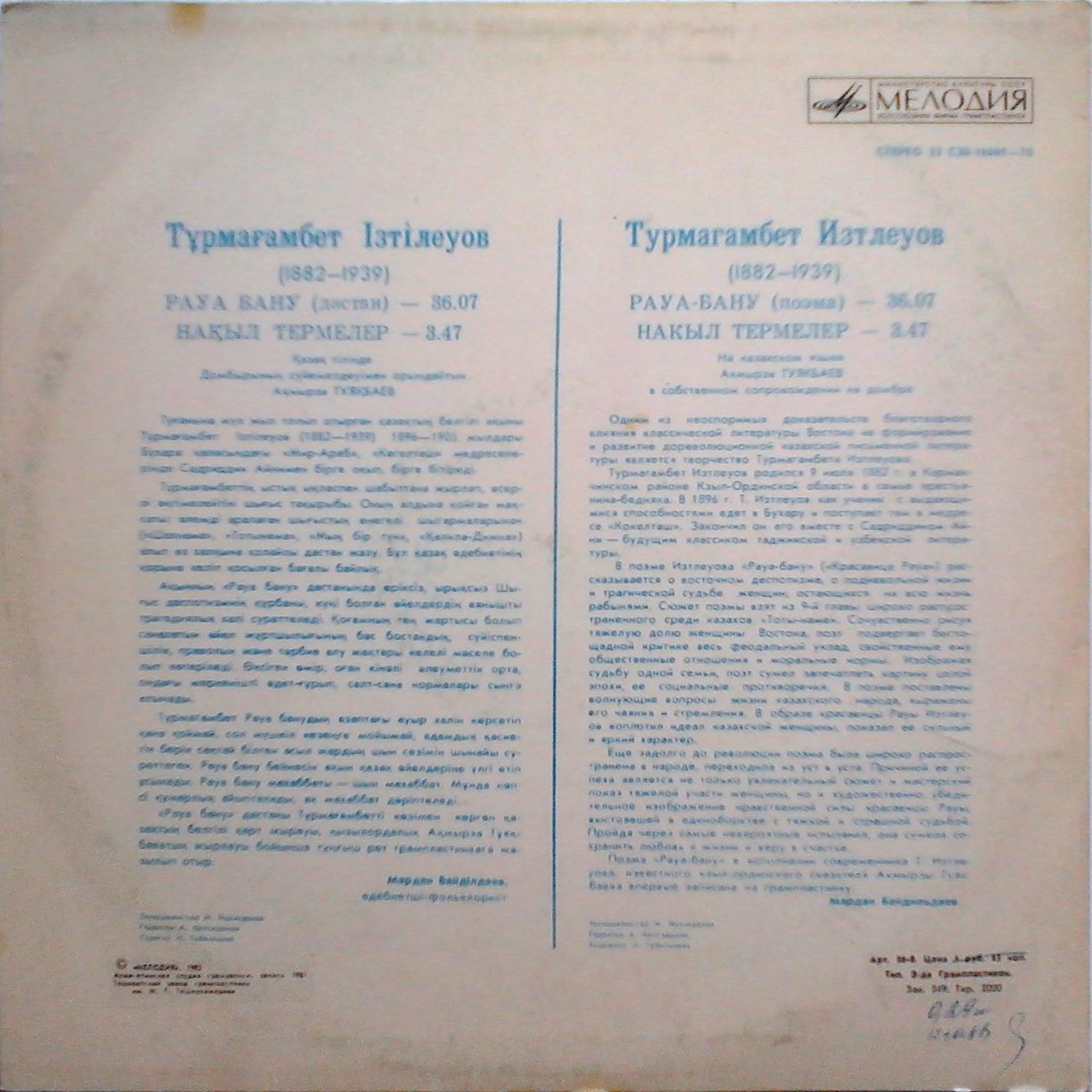 Т. ИЗТЛЕУОВ (1882-1939):