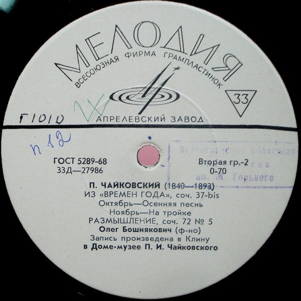 Олег БОШНЯКОВИЧ (ф-но): Чайковский