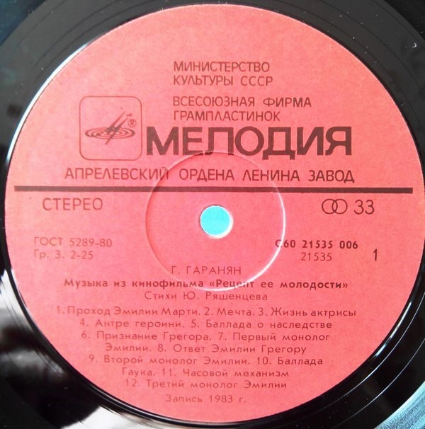 Г. ГАРАНЯН. Музыка из к/ф «Рецепт её молодости»