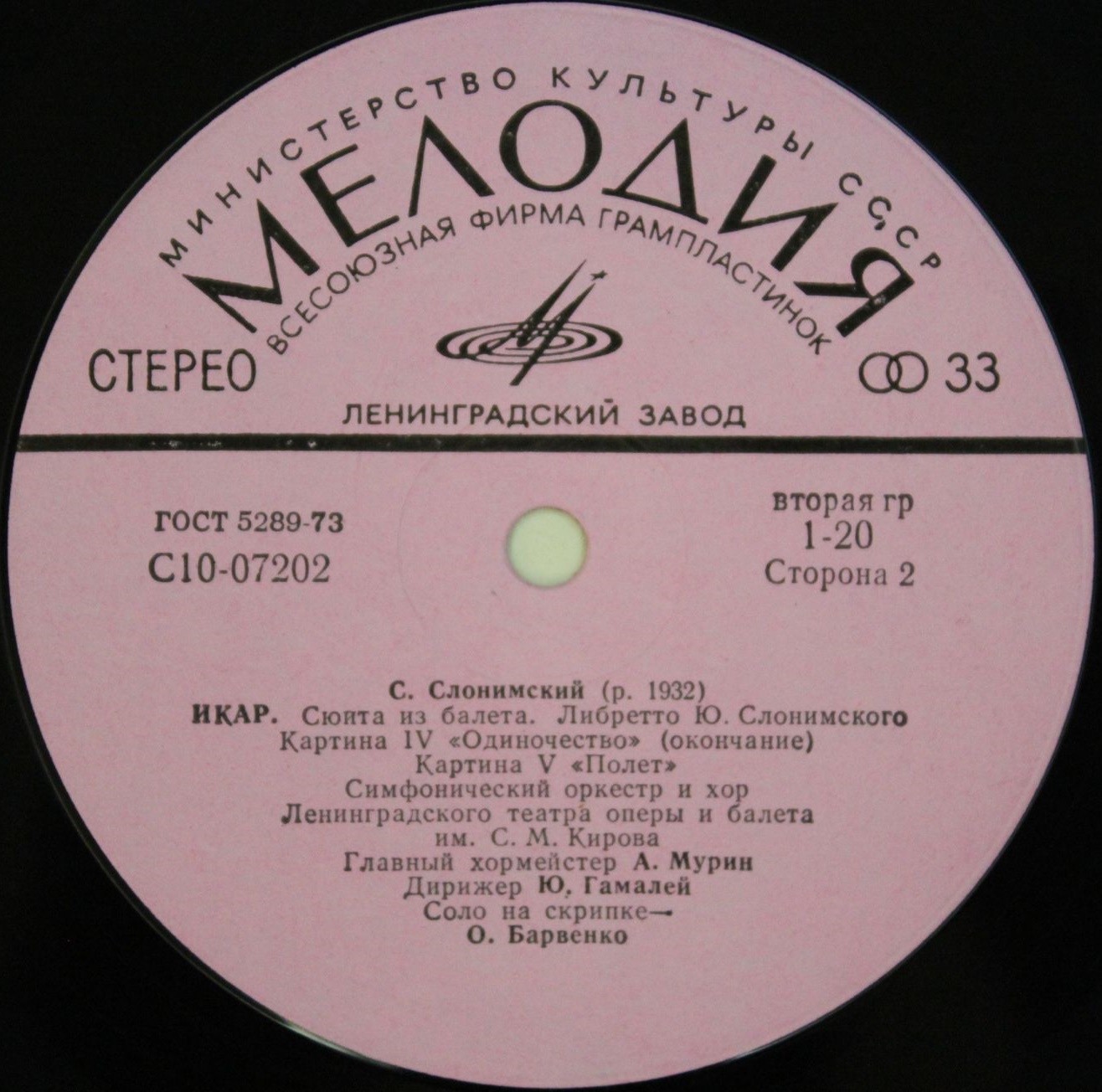 С. СЛОНИМСКИЙ (р.1932). Сюита из балета «Икар»