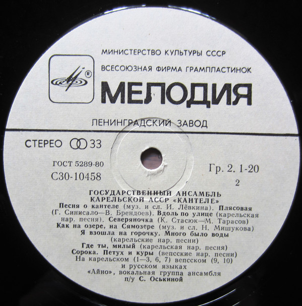 ГОС. АНСАМБЛЬ ПЕСНИ И ТАНЦА КАРЕЛЬСКОЙ АССР "КАНТЕЛЕ"