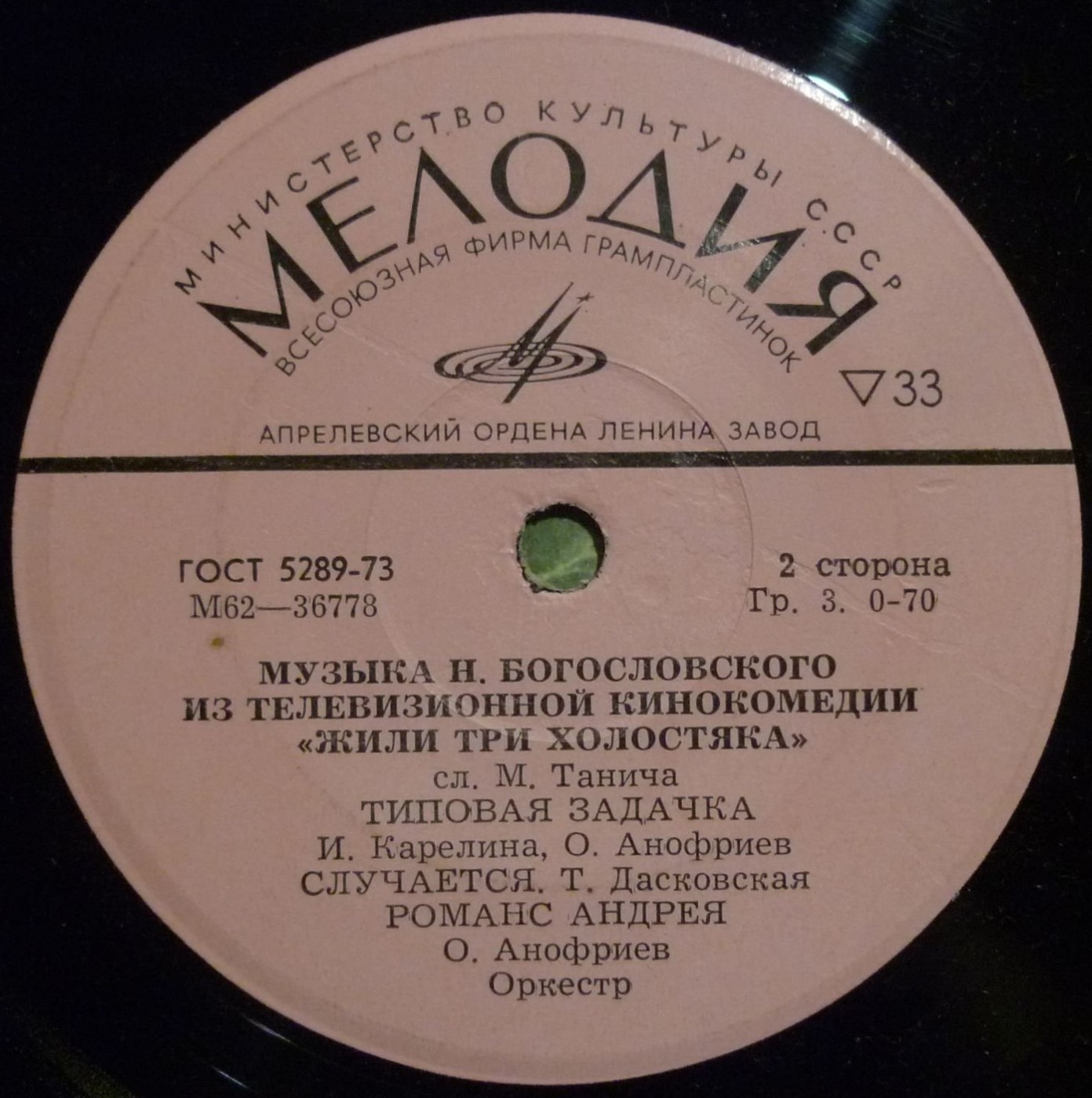 Музыка Н. Богословского из телевизионной кинокомедии "Жили три холостяка"