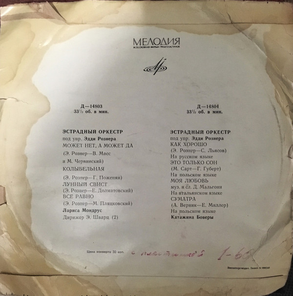 ЭСТРАДНЫЙ ОРКЕСТР п/у Э. РОЗНЕРА