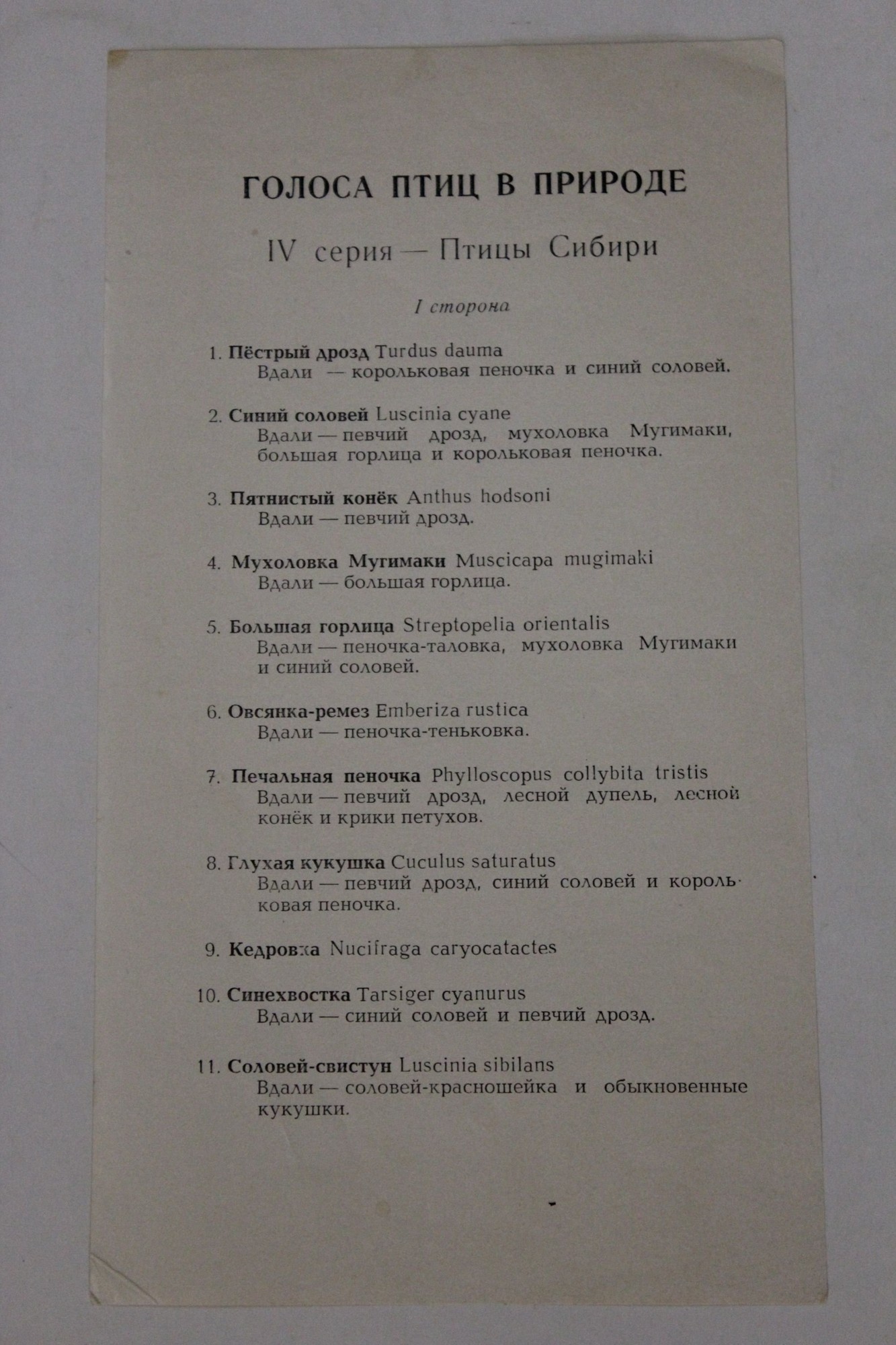 ГОЛОСА ПТИЦ В ПРИРОДЕ. Серия 4: Птицы Сибири