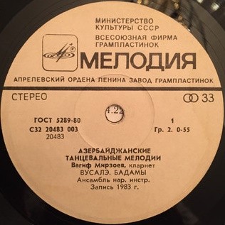 Вагиф МИРЗОЕВ (кларнет), ансамбль нар. инстр.