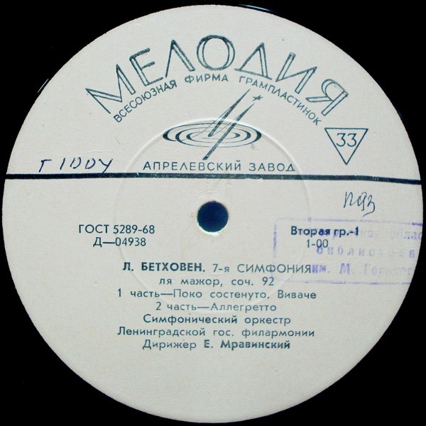 Л. БЕТХОВЕН (1770–1827) Симфония № 7 ля мажор, соч. 92 (Е. Мравинский)