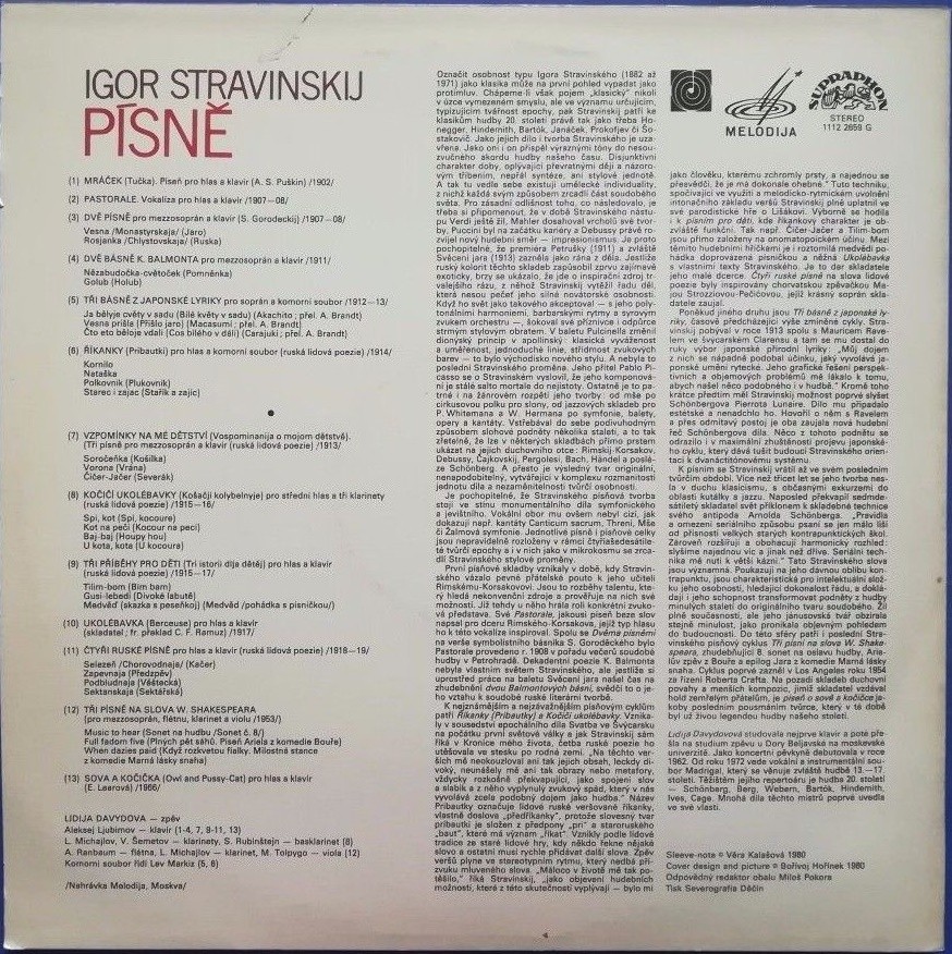 И. СТРАВИНСКИЙ: Песни.