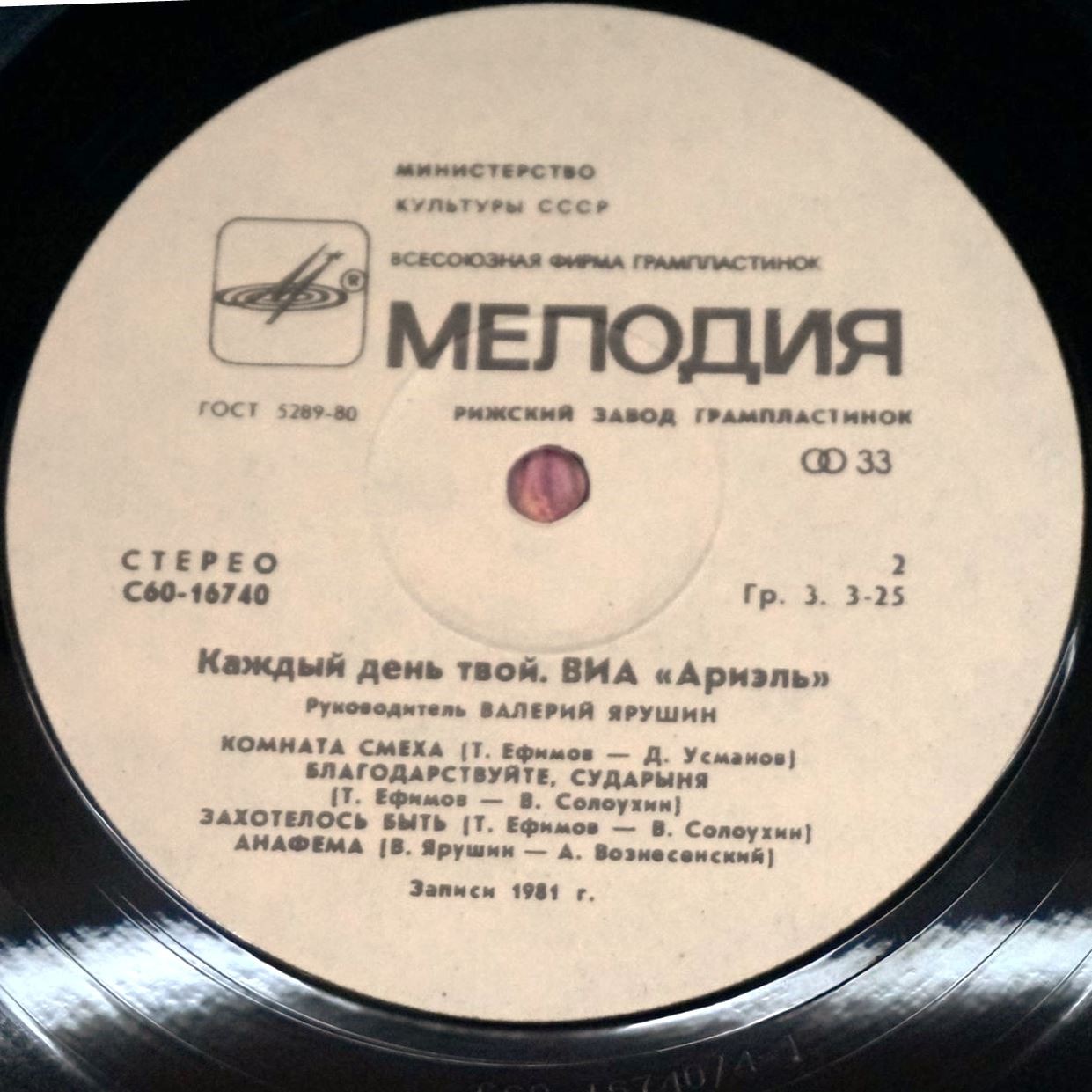 ВИА "Ариэль", руководитель Валерий ЯРУШИН.  «Каждый день твой»