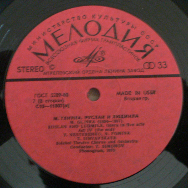 М. ГЛИНКА (1804—1857): «Руслан и Людмила», опера в пяти действиях