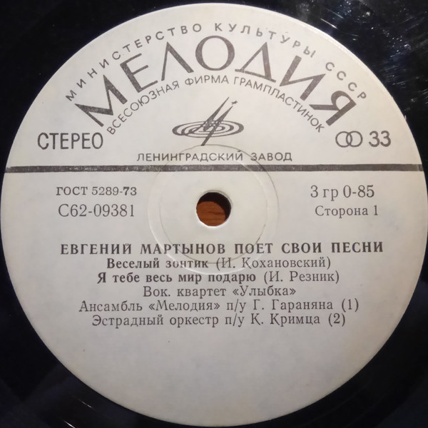 Евгений Мартынов поёт свои песни