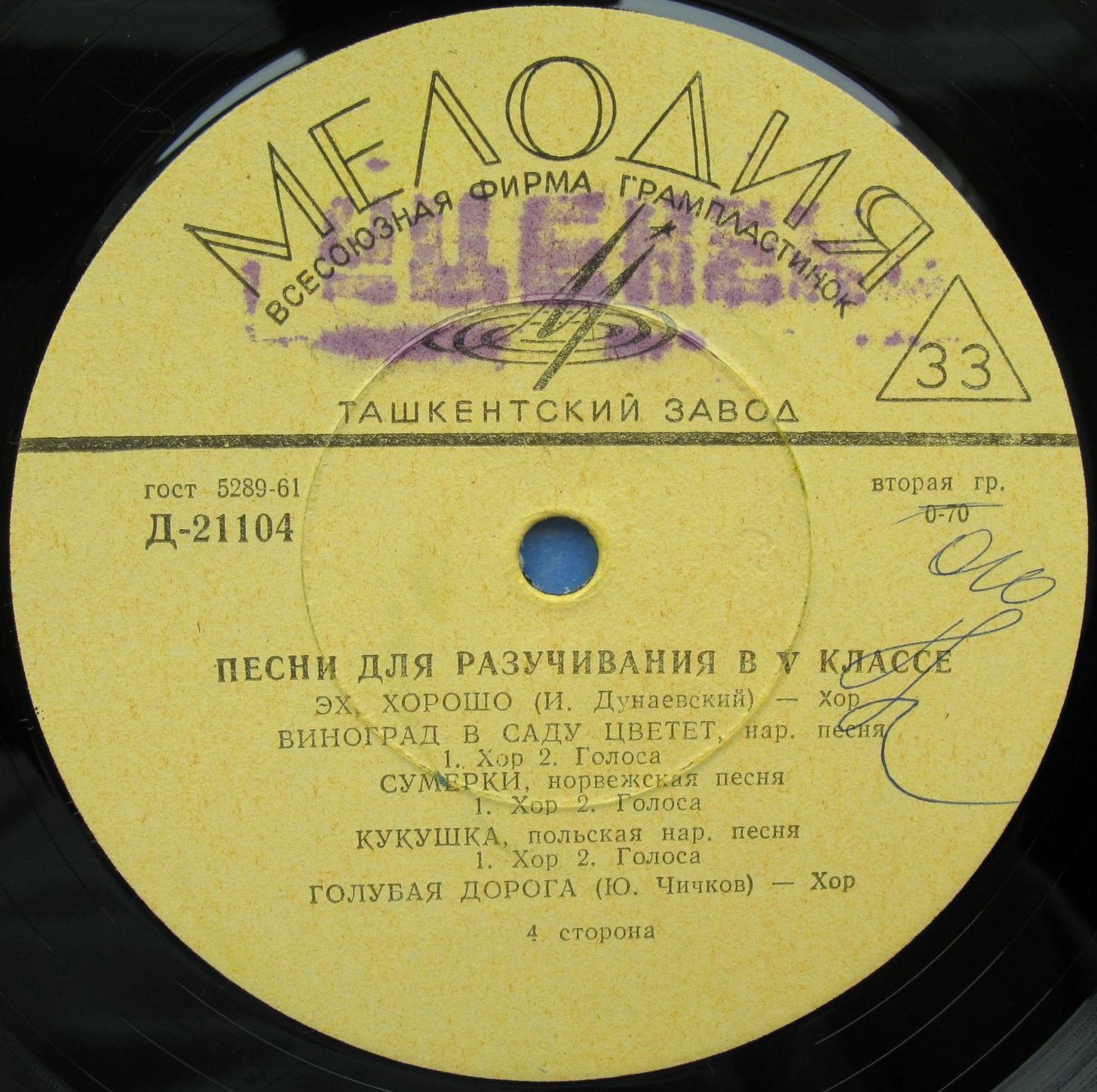 Песни для разучивания в V - VII классах средней школы