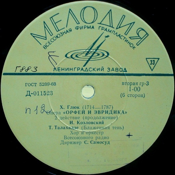 Х. В. ГЛЮК (1714–1787): «Орфей и Эвридика», опера в 3 д. (С. Самосуд)