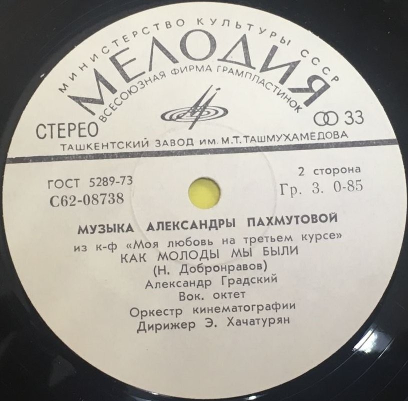 Мелодии экрана. Песни А. Пахмутовой из к/ф "Моя любовь на третьем курсе"