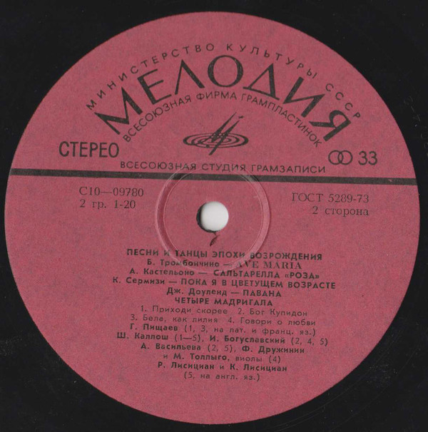 ПЕСНИ И ТАНЦЫ ЭПОХИ ВОЗРОЖДЕНИЯ