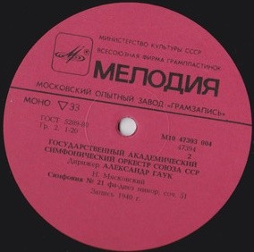 ГОС. СИМФ. ОРКЕСТР СССР, дирижер Александр ГАУК