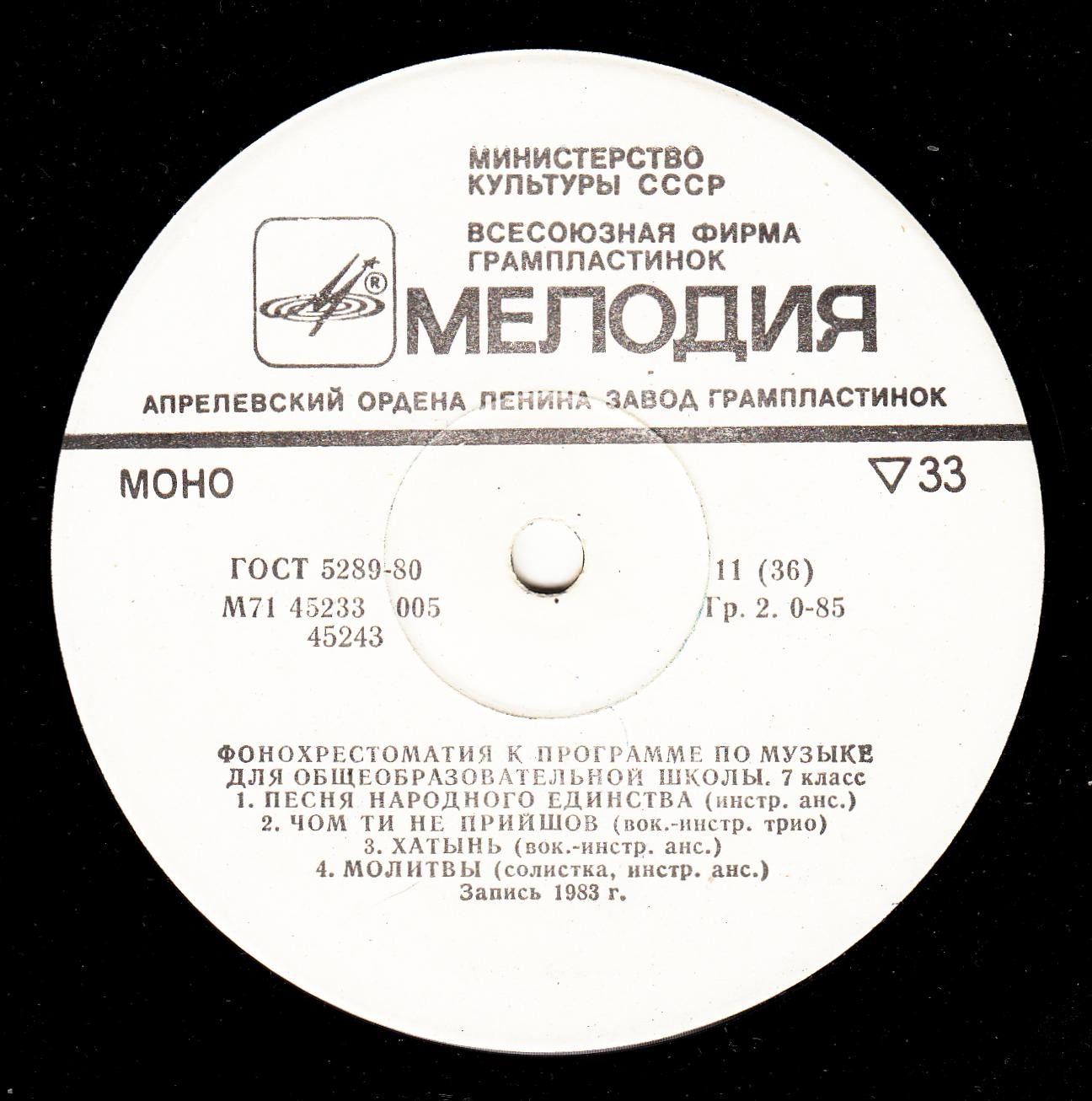 ФОНОХРЕСТОМАТИЯ К ПРОГРАММЕ ПО МУЗЫКЕ ДЛЯ ОБЩЕОБРАЗОВАТЕЛЬНОЙ ШКОЛЫ. 7 класс