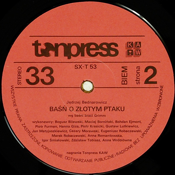 Baśń o złotym ptaku (музыкальная сказка по мотивам произведения братьев Гримм) [по заказу польской фирмы TONPRESS]
