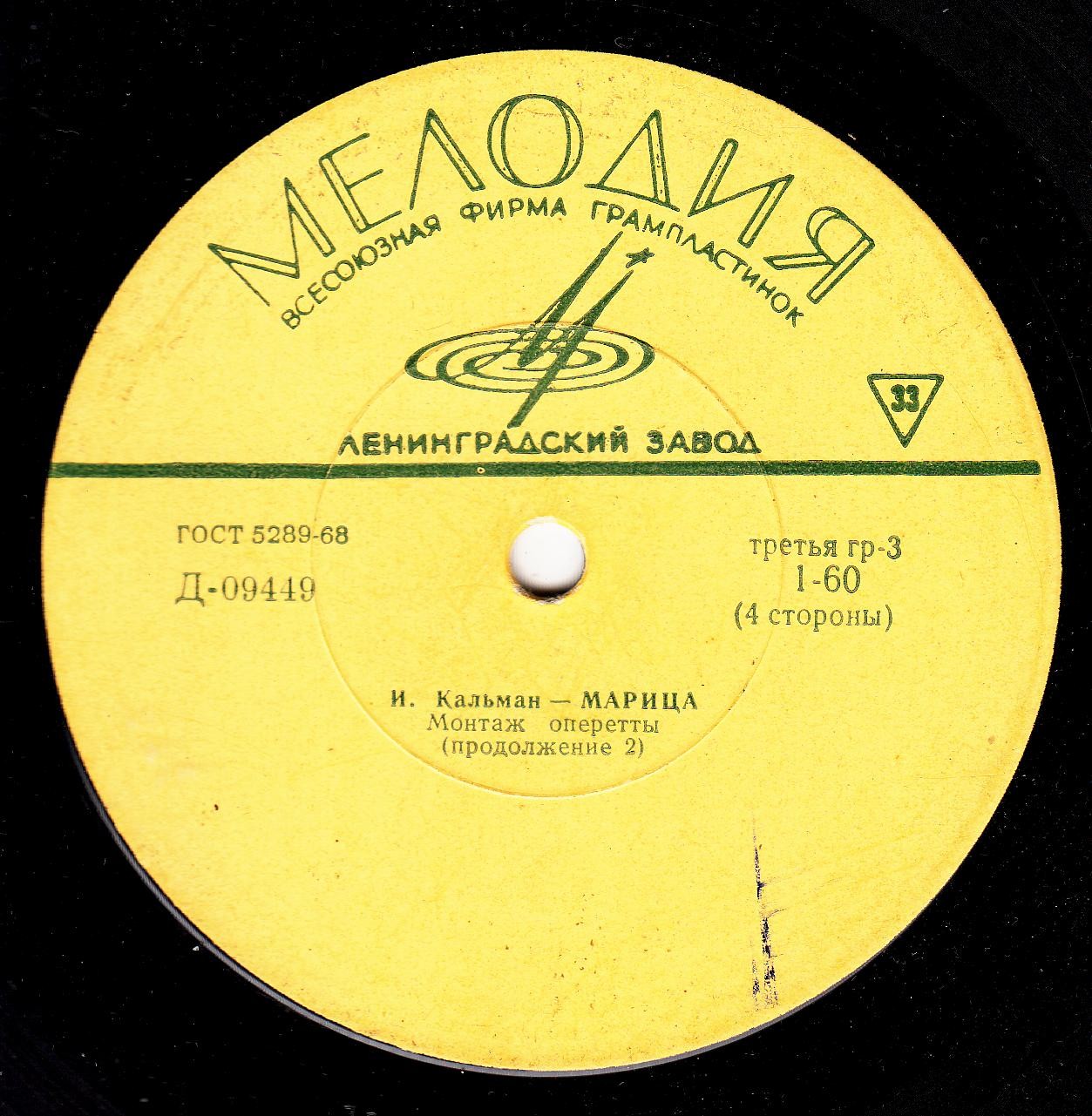 КАЛЬМАН Имре (1882—1953) - «Марица», монтаж оперетты