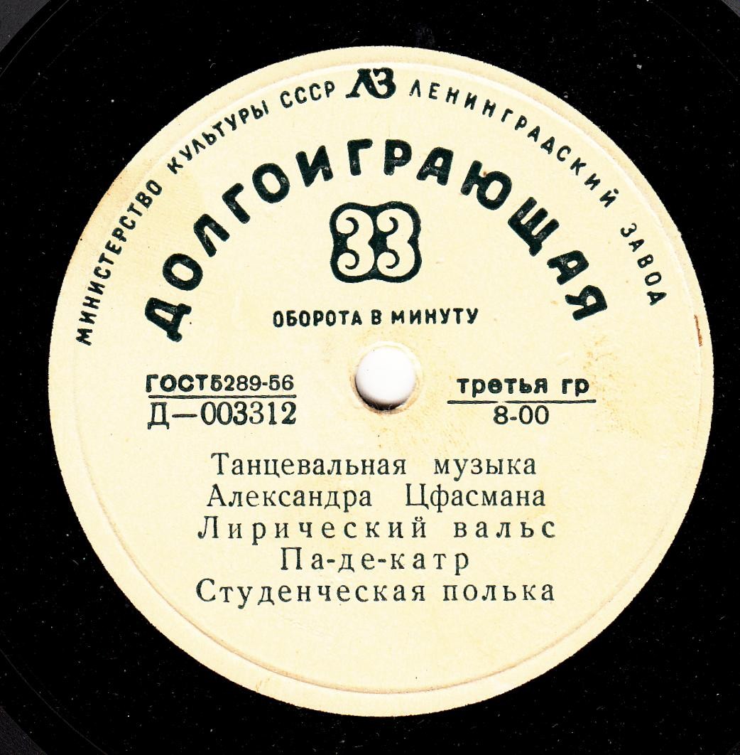 Танцевальная музыка А. Цфасмана