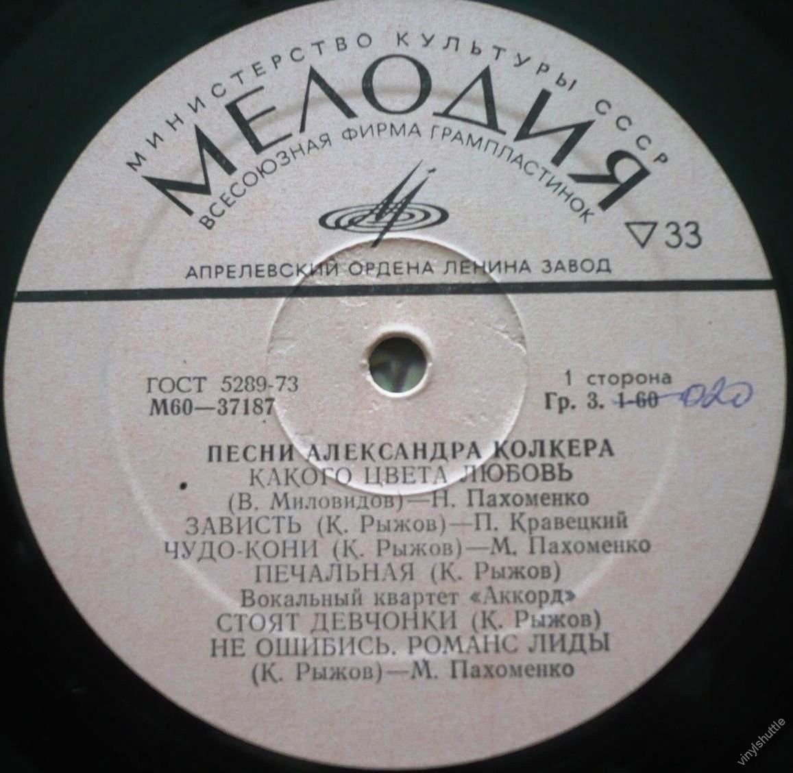 ПЕСНИ АЛЕКСАНДРА КОЛКЕРА