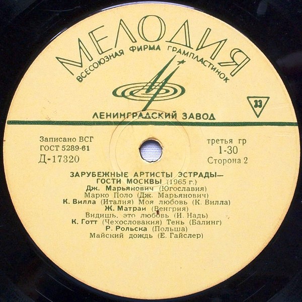 Зарубежные артисты эстрады - гости Москвы (1965 г.)