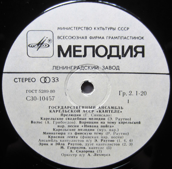 ГОС. АНСАМБЛЬ ПЕСНИ И ТАНЦА КАРЕЛЬСКОЙ АССР "КАНТЕЛЕ"