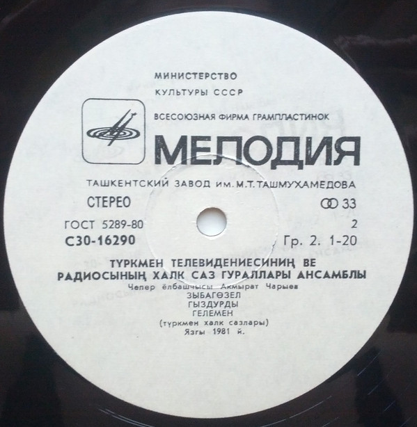 АНСАМБЛЬ НАР. ИНСТР. ТУРКМЕНСКОГО ТВ И РАДИО, худ. рук. Акмурад Чарыев