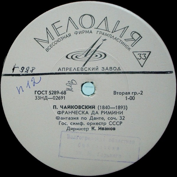 П. Чайковский: Франческа да Римини (фантазия), Фатум (симф. поэма)