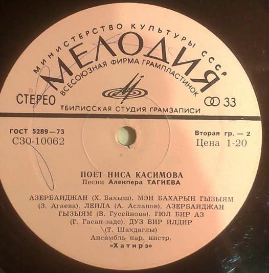 Ниса КАСИМОВА. Песни А. Тагиева