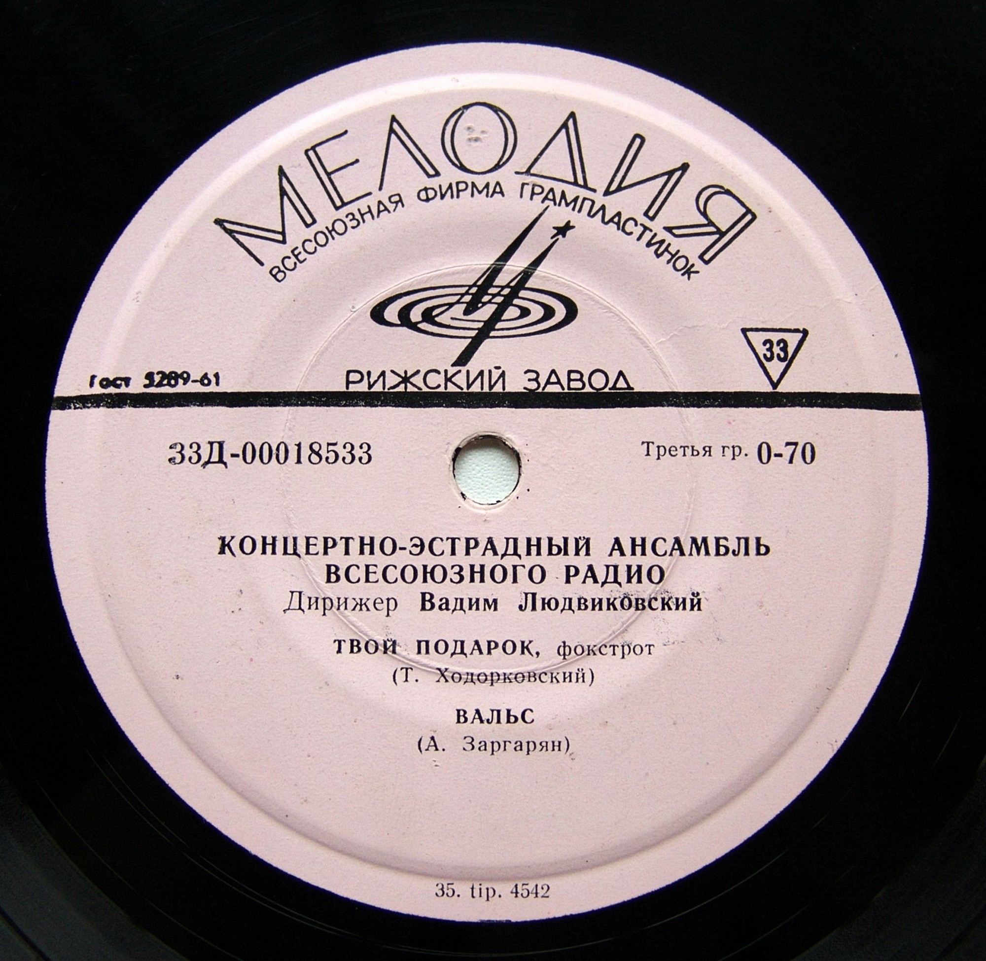 КОНЦЕРТНО-ЭСТРАДНЫЙ АНСАМБЛЬ ВР, дир. В. ЛЮДВИКОВСКИЙ