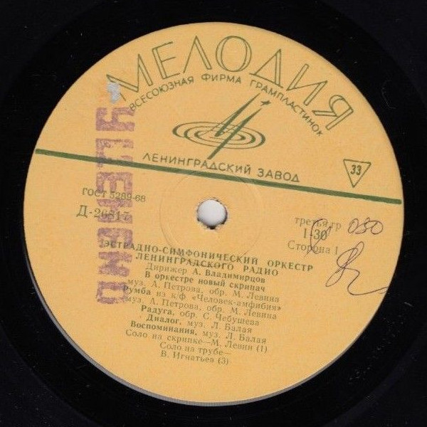 ЭСТРАДНО-СИМФОНИЧЕСКИЙ ОРКЕСТР ЛЕНИНГРАДСКОГО РАДИО п/у А. ВЛАДИМИРЦОВА