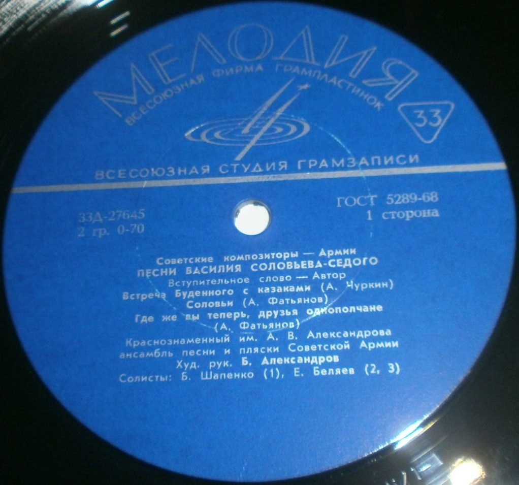 Песни В. П. СОЛОВЬЕВА-СЕДОГО. Из цикла "Советские композиторы - Армии"
