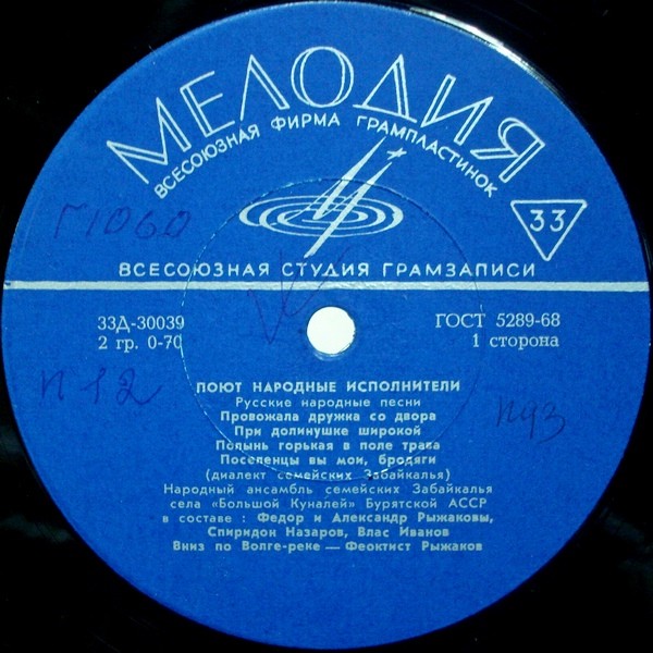 НАРОДНЫЙ АНС. СЕМЕЙСКИХ ЗАБАЙКАЛЬЯ с. "Большой Куналей" Бурятской АССР