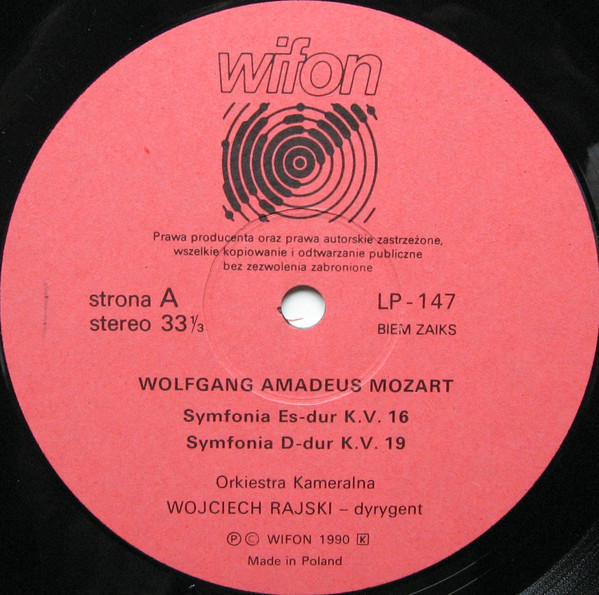 Wojciech Rajski / Mozart - Symfonie [по заказу польской фирмы WIFON, LP 147]