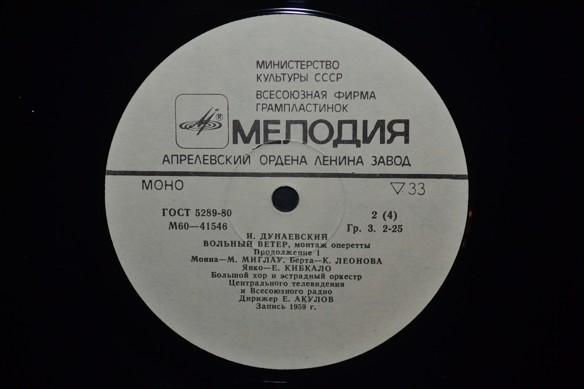 И. ДУНАЕВСКИЙ. Вольный ветер, монтаж оперетты (текст В. Винникова, В. Типота и В. Крахта)