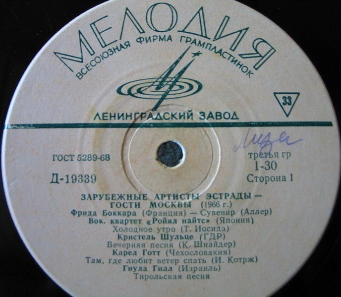 ЗАРУБЕЖНЫЕ АРТИСТЫ ЭСТРАДЫ — ГОСТИ МОСКВЫ 1966г.