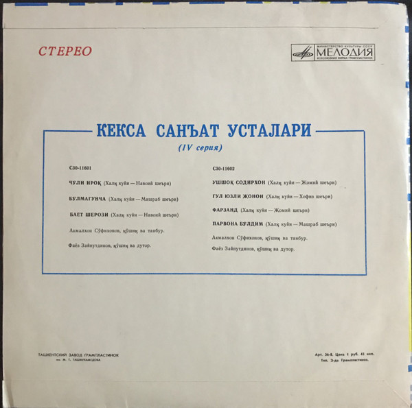 СУФИХАНОВ Акмалхон и ЗАЙНУТДИНОВ Фаез. Из серии «СТАРЕЙШИЕ МАСТЕРА ИСКУССТВ» (выпуск 4). На узбекском яз.