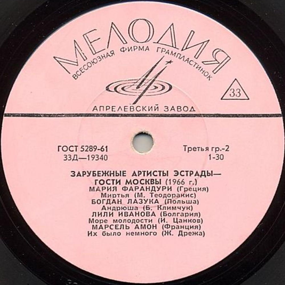 ЗАРУБЕЖНЫЕ АРТИСТЫ ЭСТРАДЫ — ГОСТИ МОСКВЫ 1966г.
