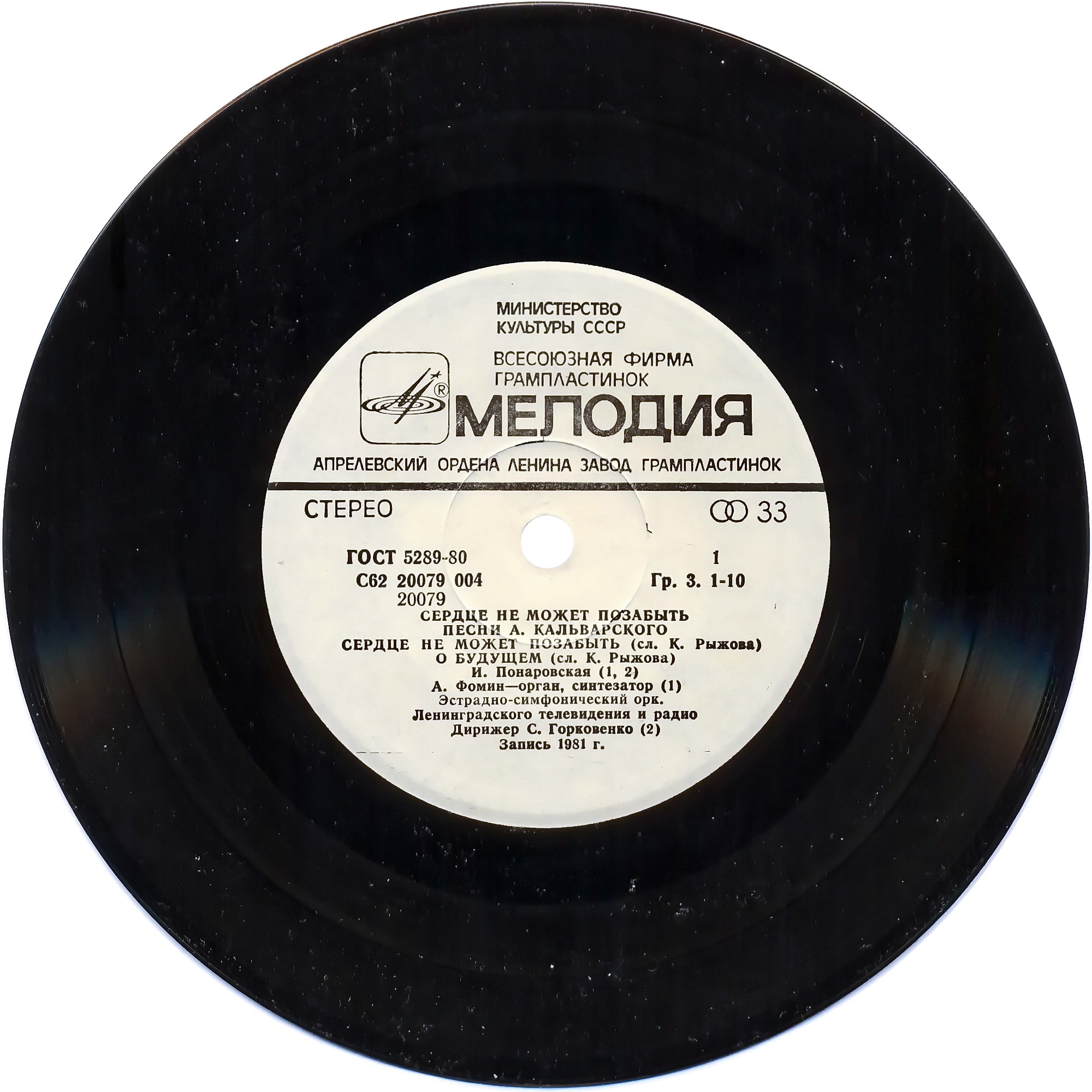 Сердце не может позабыть. Песни А. Кальварского