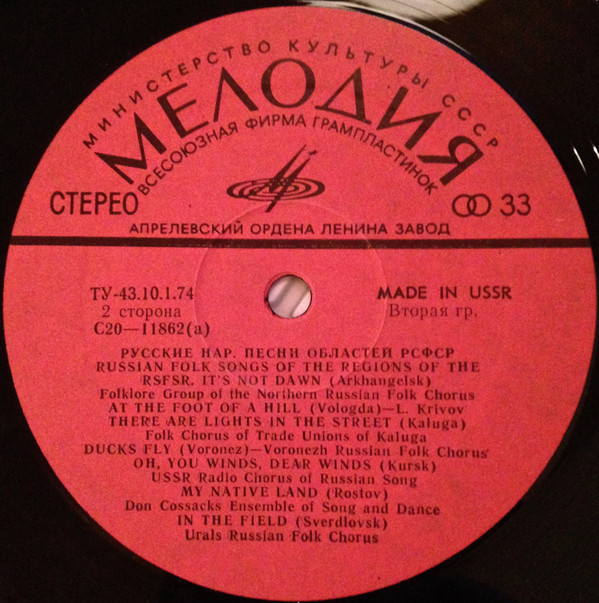 РУССКИЙ ХОРОВОД. Русские народные песни областей РСФСР