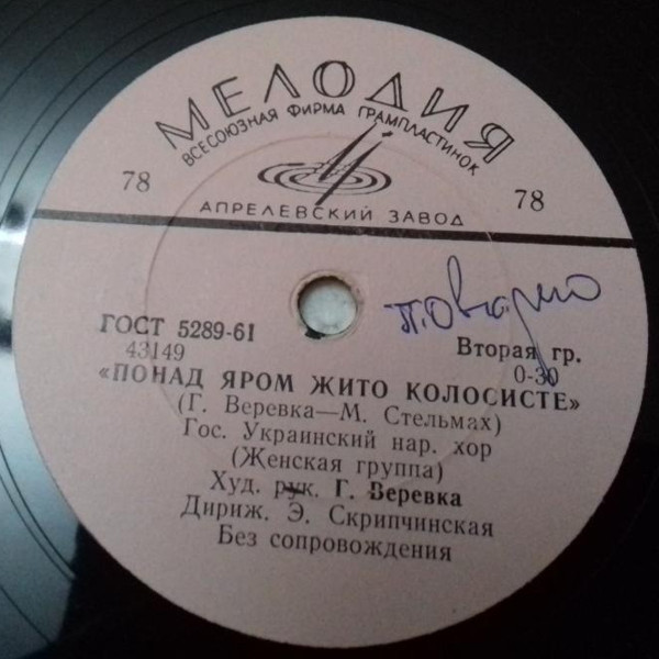 Гос. Украинский нар. хор, худ. рук. Г. Веревка