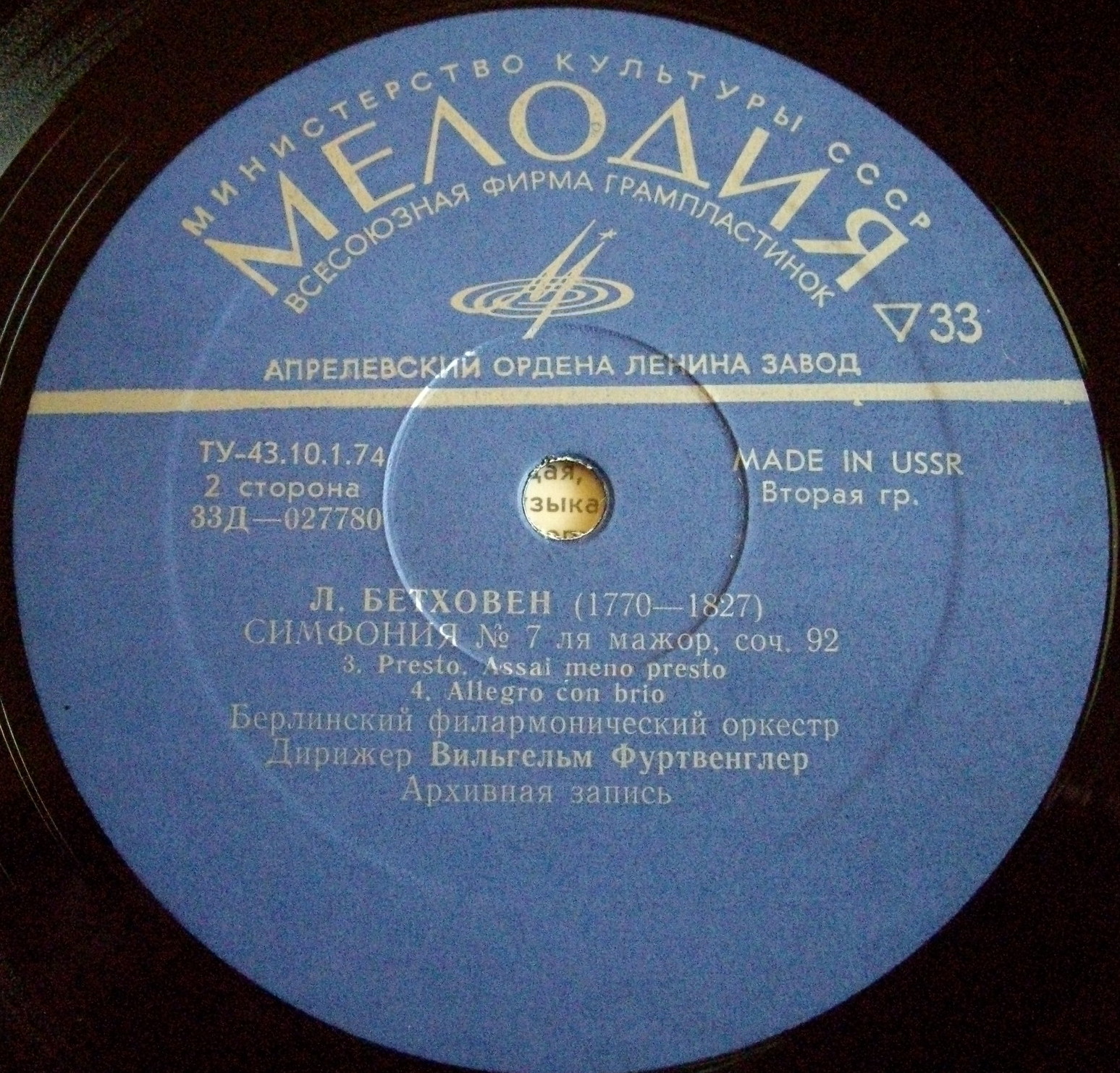 Л. Бетховен: Симфония № 7 (В. Фуртвенглер)