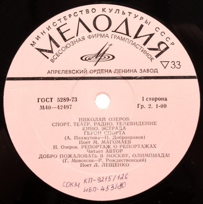 НИКОЛАЙ ОЗЕРОВ (Спорт. Театр. Радио. Телевидение. Кино. Эстрада).