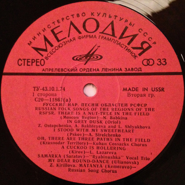 РУССКИЙ ХОРОВОД. Русские народные песни областей РСФСР